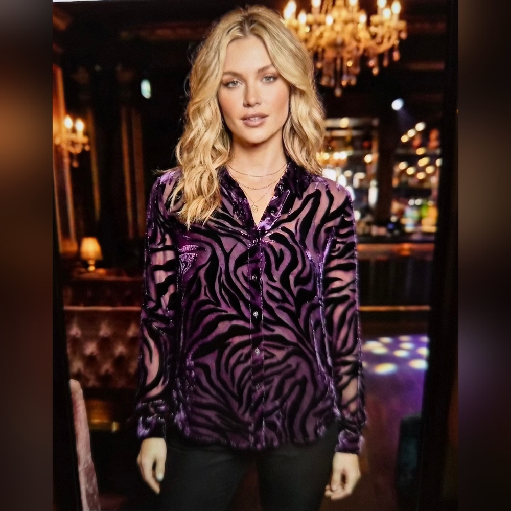 Johnny Was - Twilight Purple Velvet & Silk Blouse